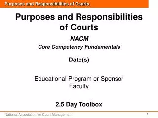 Purposes and Responsibilities of Courts