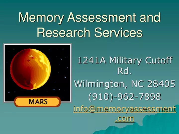 memory assessment and research services