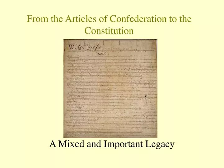 from the articles of confederation to the constitution