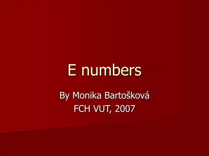 e numbers