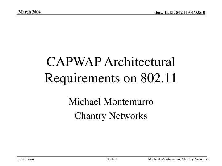 capwap architectural requirements on 802 11