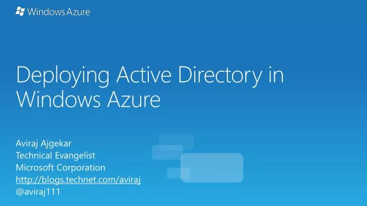deploying active directory in windows azure