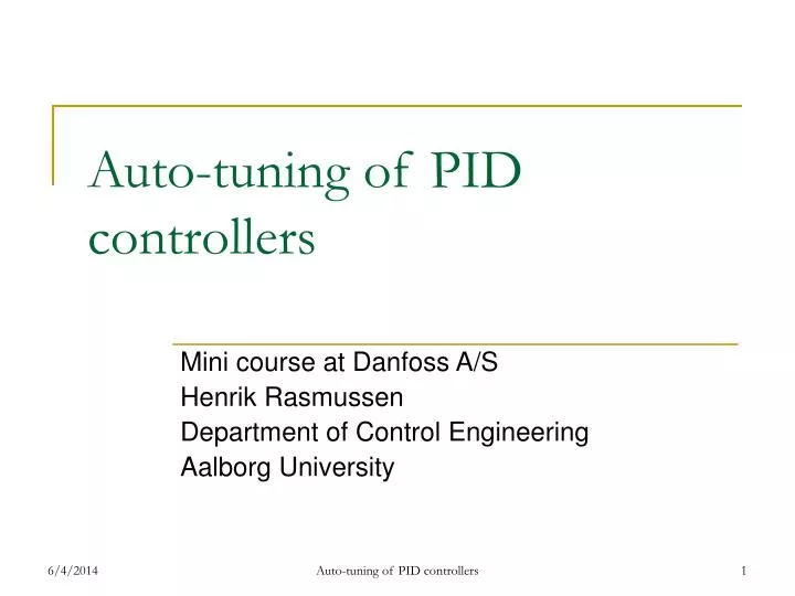 auto tuning of pid controllers