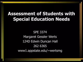 Assessment of Students with Special Education Needs