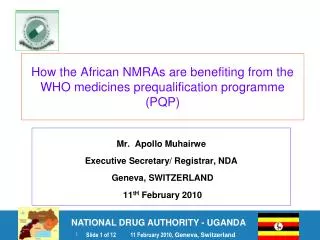 How the African NMRAs are benefiting from the WHO medicines prequalification programme (PQP)