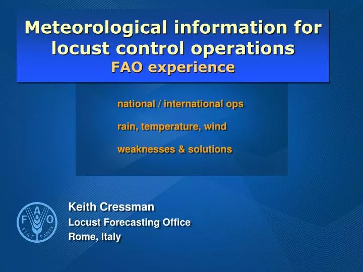 meteorological information for locust control operations fao experience