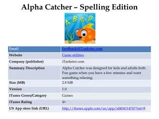 Alpha Catcher ??? Spelling Edition