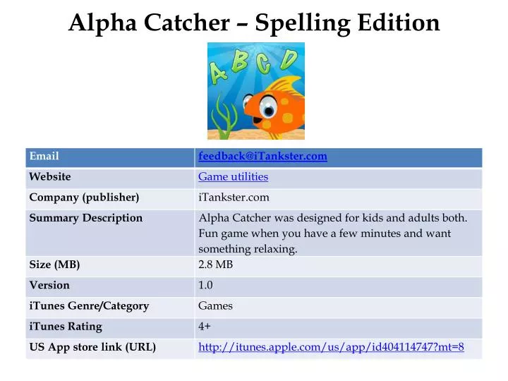 alpha catcher spelling edition
