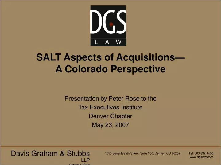 salt aspects of acquisitions a colorado perspective