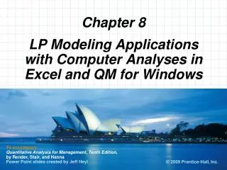 LP Modeling Applications with Computer Analyses in Excel and QM for Windows
