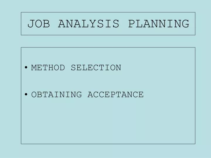 job analysis planning