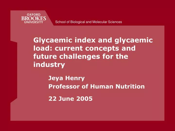 glycaemic index and glycaemic load current concepts and future challenges for the industry