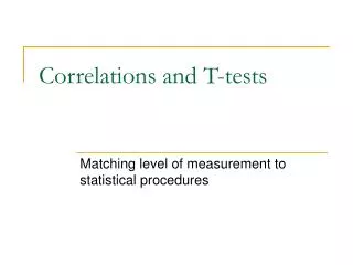 Correlations and T-tests