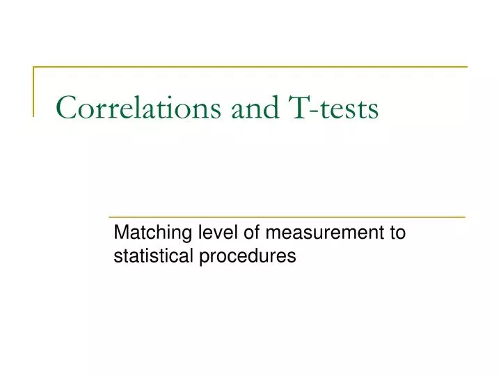 correlations and t tests