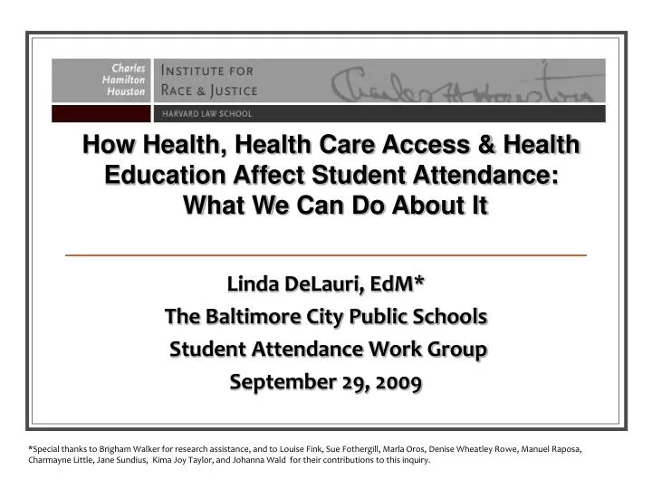 linda delauri edm the baltimore city public schools student attendance work group september 29 2009