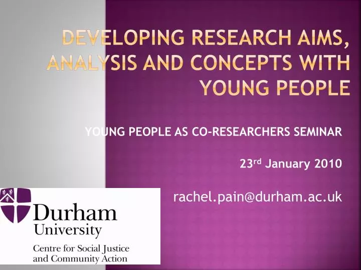 developing research aims analysis and concepts with young people