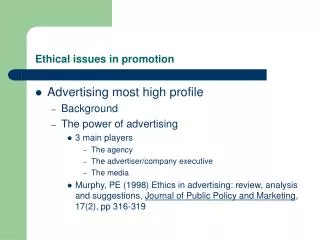 Ethical issues in promotion