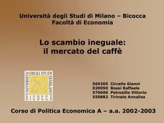 Università degli Studi di Milano – Bicocca Facoltà di Economia