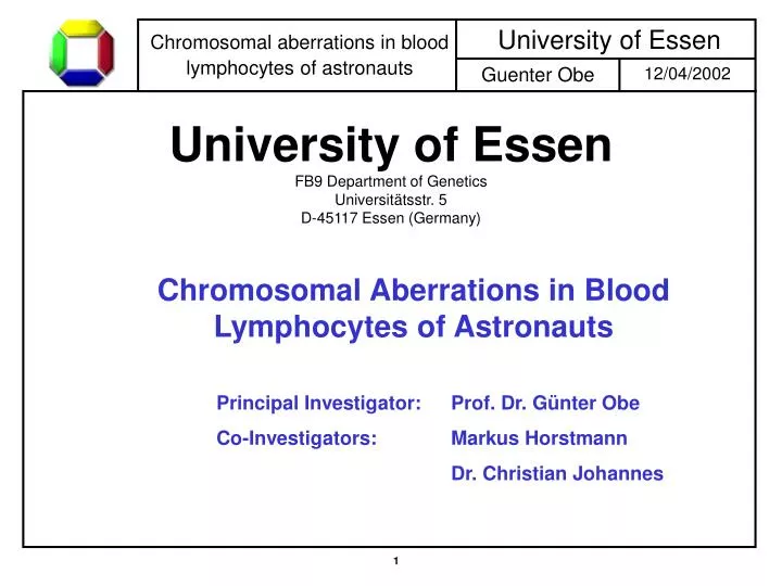 university of essen fb9 department of genetics universit tsstr 5 d 45117 essen germany