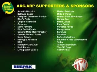 ARC/ARP SUPPORTERS &amp; SPONSORS