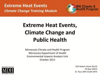 Extreme Heat Events Climate Change Training Module