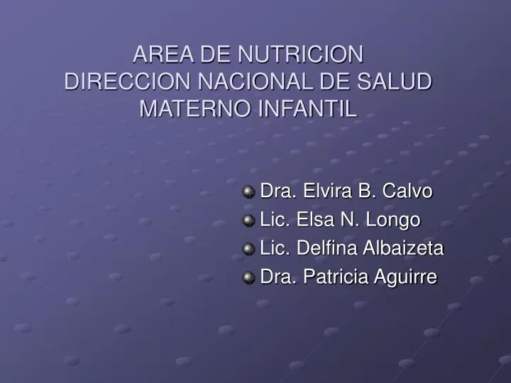 area de nutricion direccion nacional de salud materno infantil