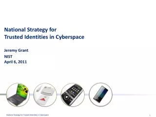 National Strategy for Trusted Identities in Cyberspace Jeremy Grant NIST April 6, 2011