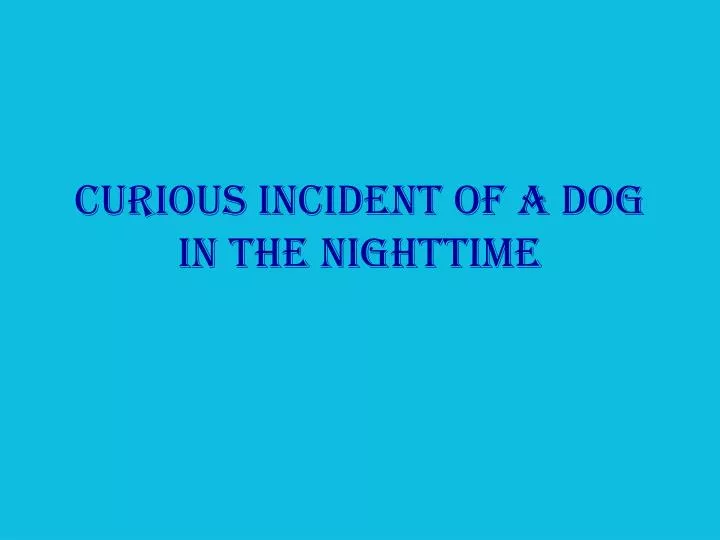 curious incident of a dog in the nighttime