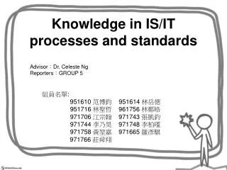 Knowledge in IS/IT processes and standards