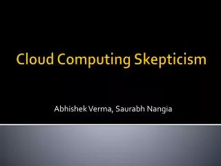 Cloud Computing Skepticism