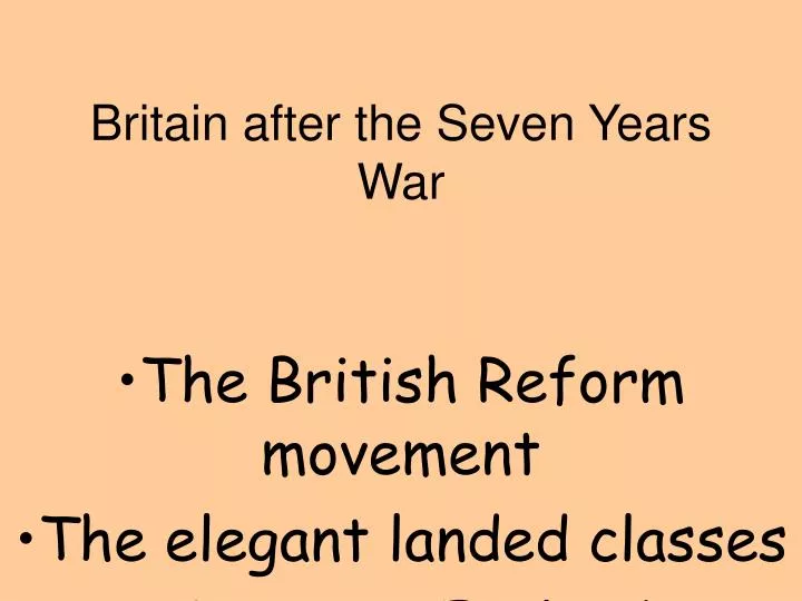 britain after the seven years war