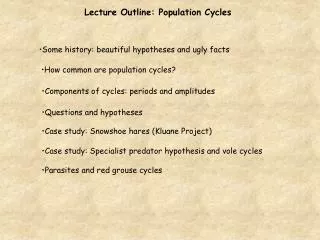 Lecture Outline: Population Cycles