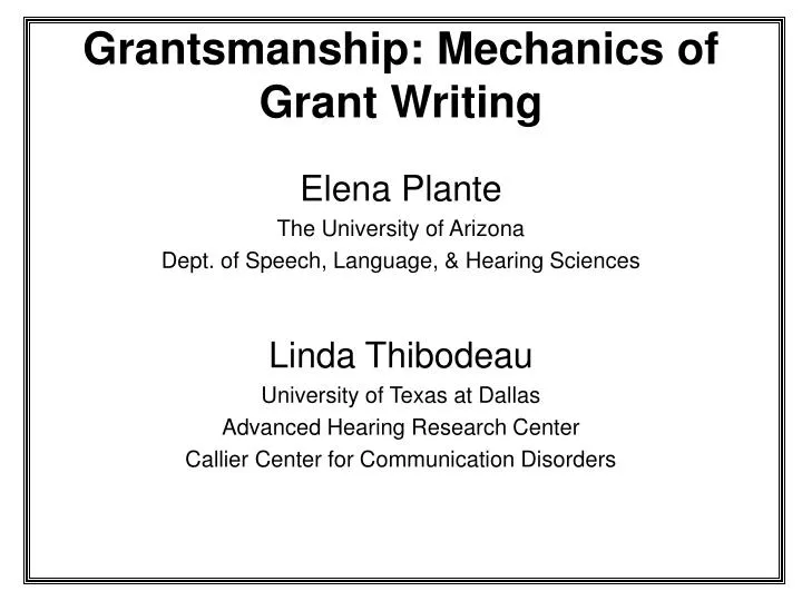 grantsmanship mechanics of grant writing