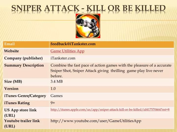 sniper attack kill or be killed