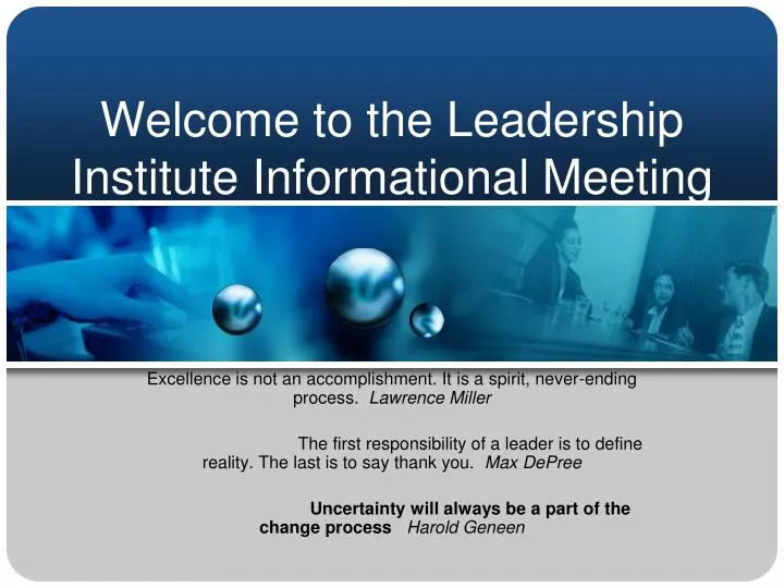 welcome to the leadership institute informational meeting