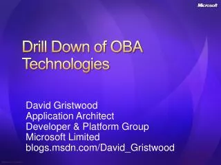 Drill Down of OBA Technologies