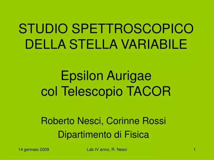 studio spettroscopico della stella variabile epsilon aurigae col telescopio tacor