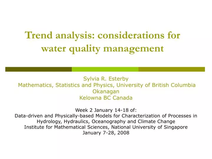 trend analysis considerations for water quality management
