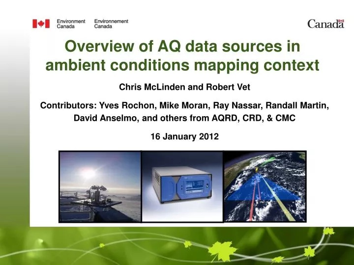 overview of aq data sources in ambient conditions mapping context