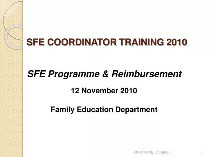 sfe coordinator training 2010