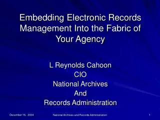L Reynolds Cahoon CIO National Archives And Records Administration