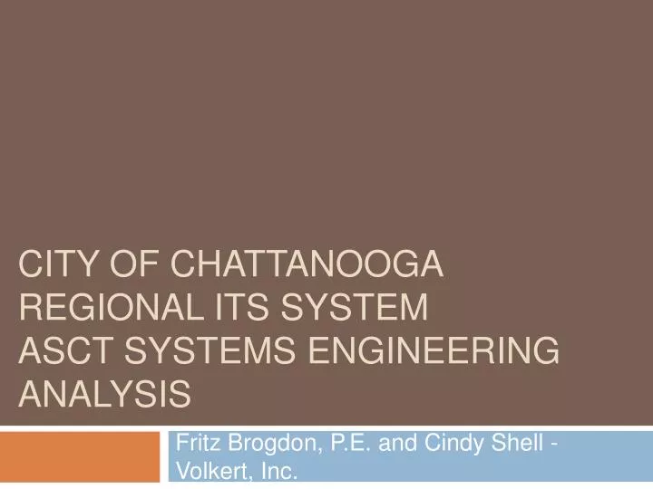 city of chattanooga regional its system asct systems engineering analysis