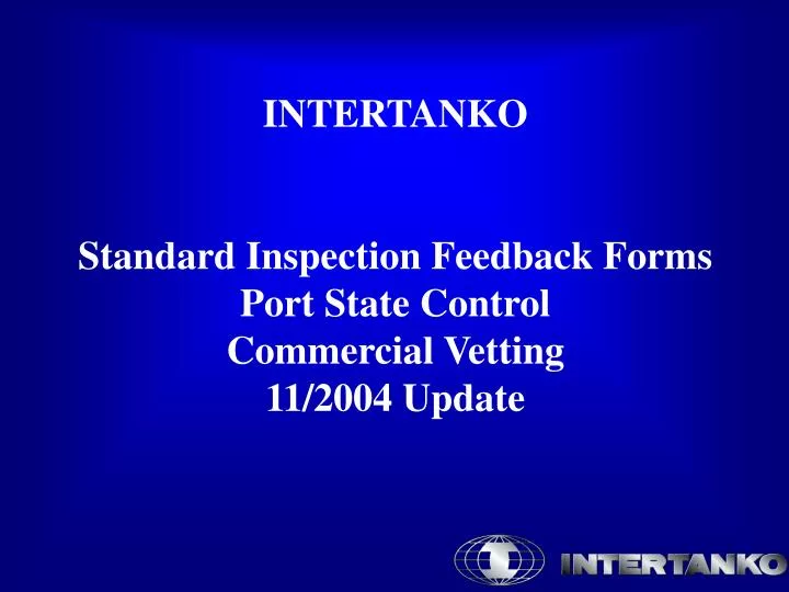 intertanko standard inspection feedback forms port state control commercial vetting 11 2004 update