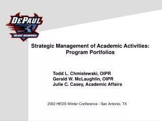Strategic Management of Academic Activities: Program Portfolios