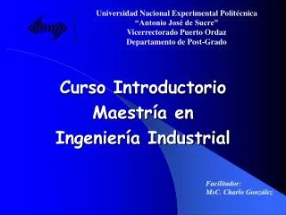 curso introductorio maestr a en ingenier a industrial