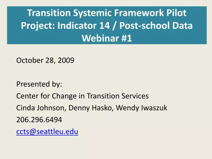 transition systemic framework pilot project indicator 14 post school data webinar 1