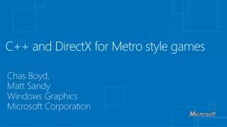 C++ and DirectX for Metro style games