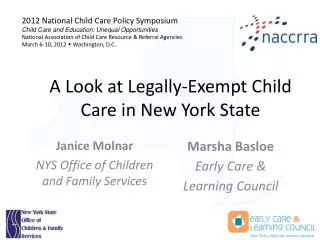 A Look at Legally-Exempt Child Care in New York State