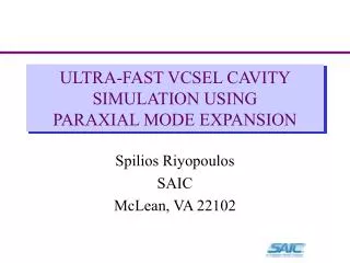 ULTRA-FAST VCSEL CAVITY SIMULATION USING PARAXIAL MODE EXPANSION