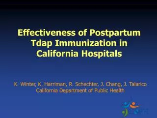 Effectiveness of Postpartum Tdap Immunization in California Hospitals